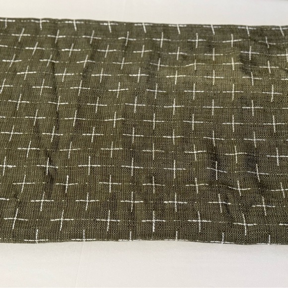 Olive Green Throw Pillows with Cross Stitch Pattern 20x20 - Picture 4 of 6